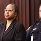 Gloria Williams enters the courtroom for a sentencing hearing ,Thursday, May 3, 2018 at the Duval County Courthouse in Jacksonville, Florida. Williams pleaded guilty in the kidnapping of infant Kamiyah Mobley from University Medical Center in 1998 when Kamiyah was an infant.
